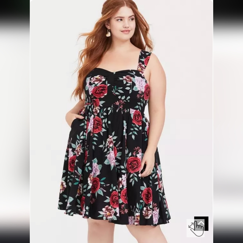 Torrid Black Floral Midi Dress